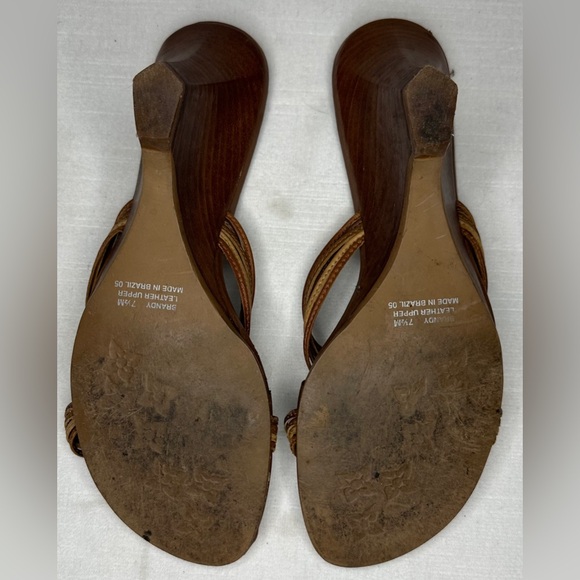 Hillard & Hanson Vintage Y2K Brown Wedge Sandal Leather Upper Made In Brazil 7.5 - Picture 8 of 9